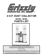 Grizzly G9958 Parts List preview