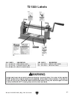 Preview for 2 page of Grizzly Slip Roll T21323 Parts List