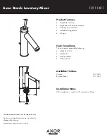 Предварительный просмотр 1 страницы Grohe Axor Starck Lavatory Mixer 10111XX1 Specification Sheet