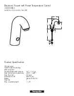 Предварительный просмотр 1 страницы Grohe Electronic Faucet with Preset Temperature Control 15101XX1 Specification Sheet