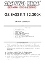 Ground Zero GZ BASS KIT 12.300X Owner'S Manual preview