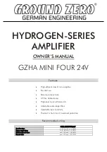 Ground Zero GZHA MINI FOUR 24V Owner'S Manual preview