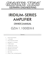 Ground Zero Iridium GZIA 1.1000DX-II Owner'S Manual preview