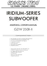 Preview for 1 page of Ground Zero Iridium GZIW 250X-II Owner'S Manual