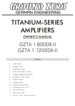 Ground Zero TITANIUM GZTA 1.1200DX-II Owner'S Manual preview