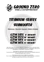 Preview for 1 page of Ground Zero TITANIUM GZTW 20TX Owner'S Manual