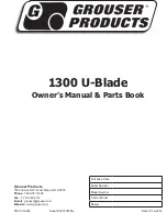 Preview for 1 page of Grouser Products 1300 Groomer Owner'S Manual & Parts Book