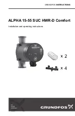 Grundfos ALPHA 15-55 SUC HWR-D Comfort Installation And Operating Instructions Manual предпросмотр