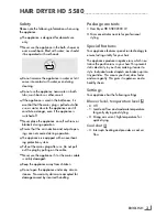 Preview for 3 page of Grundig HD 5580 Use And Care Manual