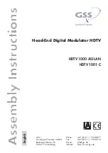 GSS HDTV 1000 ASI LAN Assembly Instructions Manual preview