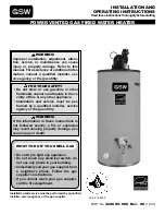 GSW POWER VENTED GAS FIRED WATER HEATER Installation And Operating Instructions Manual preview