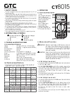 Предварительный просмотр 1 страницы GTC CT8015 Manual