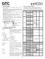 Preview for 1 page of GTC CT8030 Manual