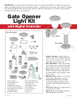 Preview for 1 page of GTO Digital Controlled Gate Opener Light Kit Manual