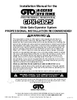GTO GPX-SL25 Installation Manual предпросмотр