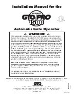 GTO SW-1500 Installation Manual preview