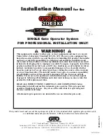 GTO SW-2000XL Installation Manual preview