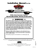 Предварительный просмотр 1 страницы GTO SW-2002XL Installation Manual