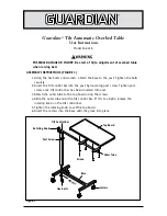 Guardian Guardian Tilt Automatic Overbed Table IC-6418 User Instructions preview