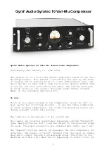 Preview for 1 page of Gyraf Audio Gyratec 10 Vari-Mu Preliminary User'S Manual