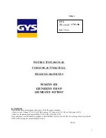 Preview for 1 page of GYS GENEGYS 510 SF Instruction Manual