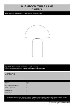 Preview for 1 page of Habitat MUSHROOM 1233670 Assembly And User Instructions