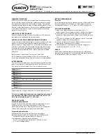 Hach Iron UniCell HCT 159 Specification Sheet preview