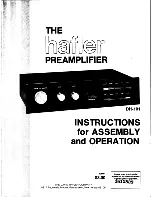 Preview for 1 page of Hafler DH-101 Assembly And Operation Instructions Manual