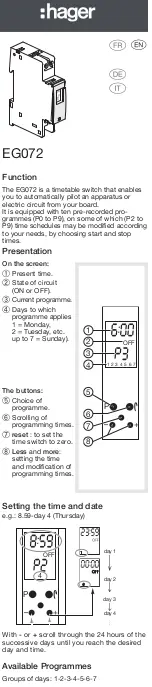 Предварительный просмотр 1 страницы hager EG072 User Manual