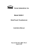 Preview for 1 page of HAI OmniTouch 32A00-1 Installation Manual