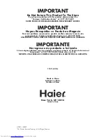 Haier ECR27 User Manual preview