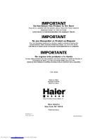 Preview for 1 page of Haier HBP08GNA User Manual