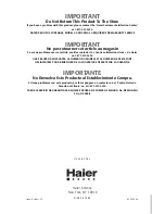 Предварительный просмотр 13 страницы Haier HDN305 - 30 Pint Capacity Dehumidifier User Manual