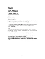 Предварительный просмотр 1 страницы Haier HG-Z1600 User Manual