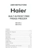 Предварительный просмотр 1 страницы Haier HRF-285AA User Instructions