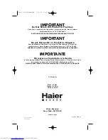 Preview for 1 page of Haier HSF04WNB User Manual