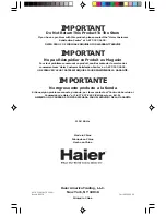 Preview for 43 page of Haier HVF020A User Manual