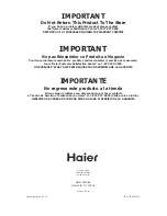 Preview for 12 page of Haier HVT12A - 09-05 User Manual