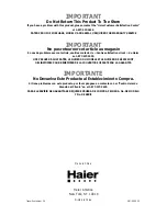 Предварительный просмотр 1 страницы Haier MWG7047TW / B User Manual