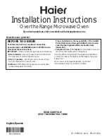 Preview for 1 page of Haier QVM7167RN Installation Instructions Manual