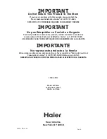 Preview for 13 page of Haier WDLT165 Installation Manual