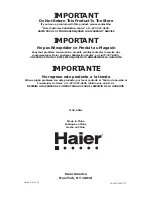 Haier WDQS055 Installation Instructions Manual preview