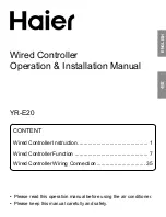 Haier YR-E20 Operation & Installation Manual preview