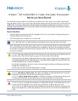 Haivision Kraken CR Installation Manual предпросмотр