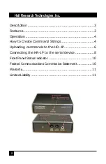 Preview for 2 page of Hall Research Technologies HR-1P Operating Instructions Manual