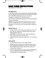 Preview for 3 page of Hallman WBS-155TDI-SS Instruction Booklet