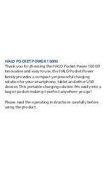 Preview for 2 page of Halo Pocket Power 10000 Operating Instructions Manual