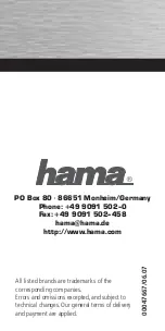 Preview for 2 page of Hama 00047667 Operating	 Instruction