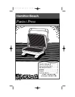 Hamilton Beach 25450 - Panini Press Gourmet Sandwich Maker Operating Instructions Manual preview