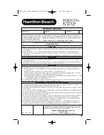 Preview for 23 page of Hamilton Beach 25460 Use & Care Manual